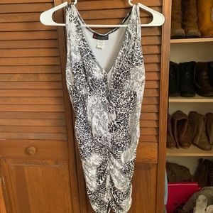 Sexy body-con snow leopard sequence cocktail dress